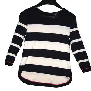 Talbot Striped Sweater, Black/White, Petite Size P